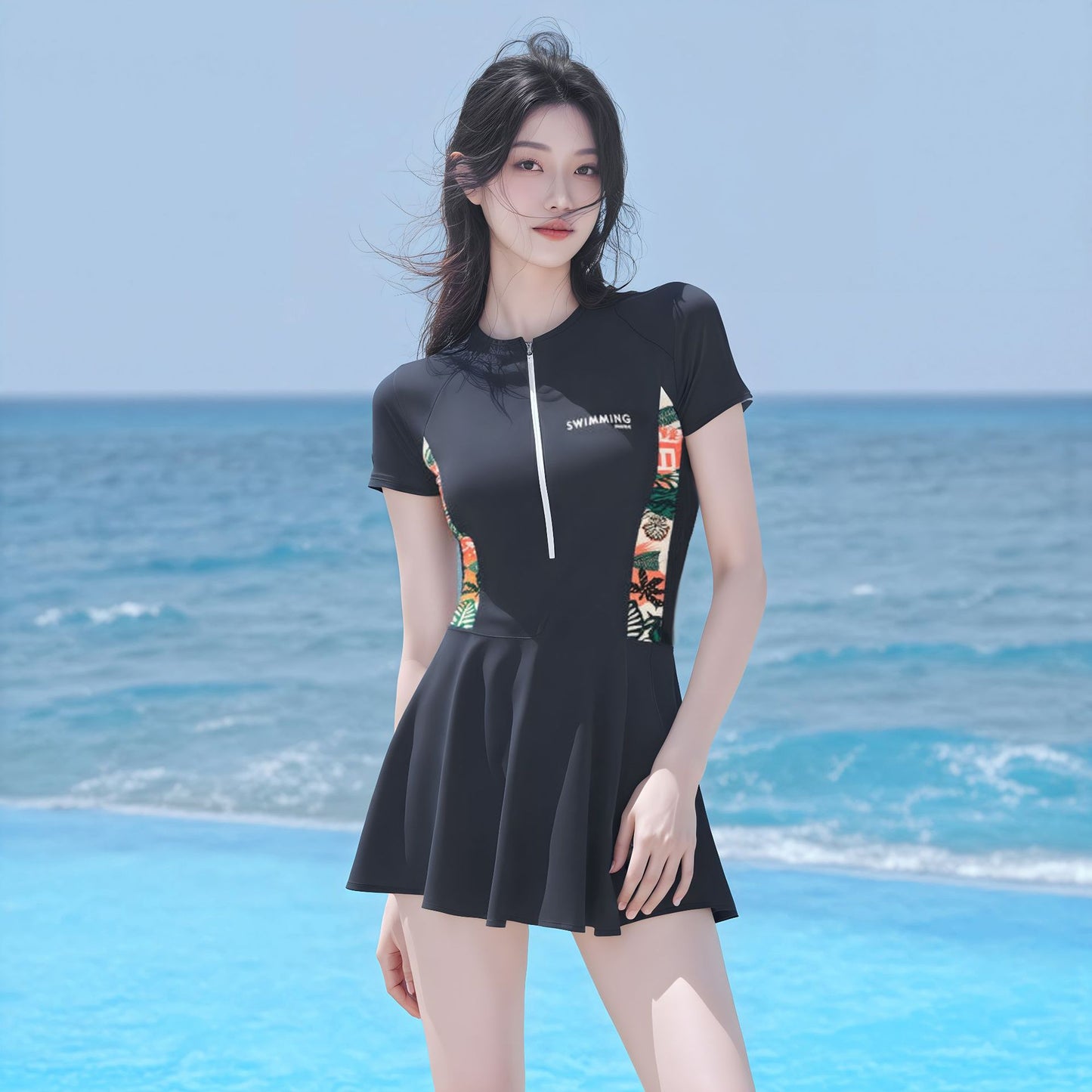 Slimming Modest Womens One Piece Swimsuit