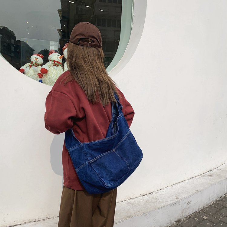 Denim Canvas Bag Women's Shoulder Large-capacity Backpack