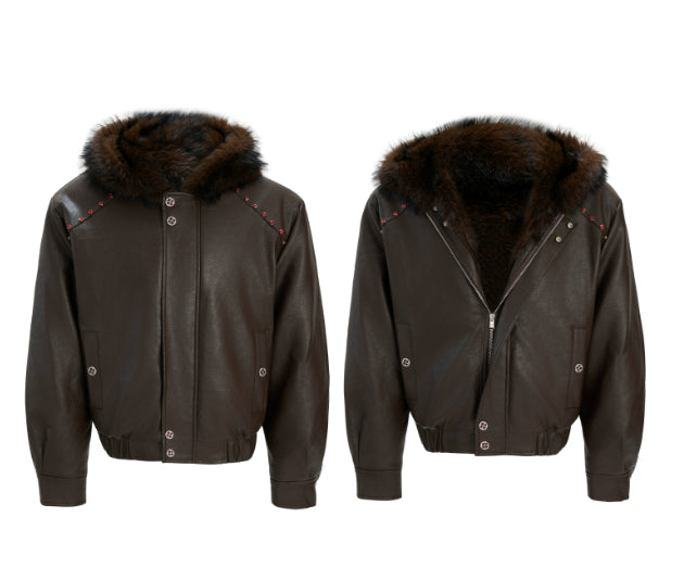 Men's Winter Padded Cotton Coat With Fleece Lining And Warm Fur Collar