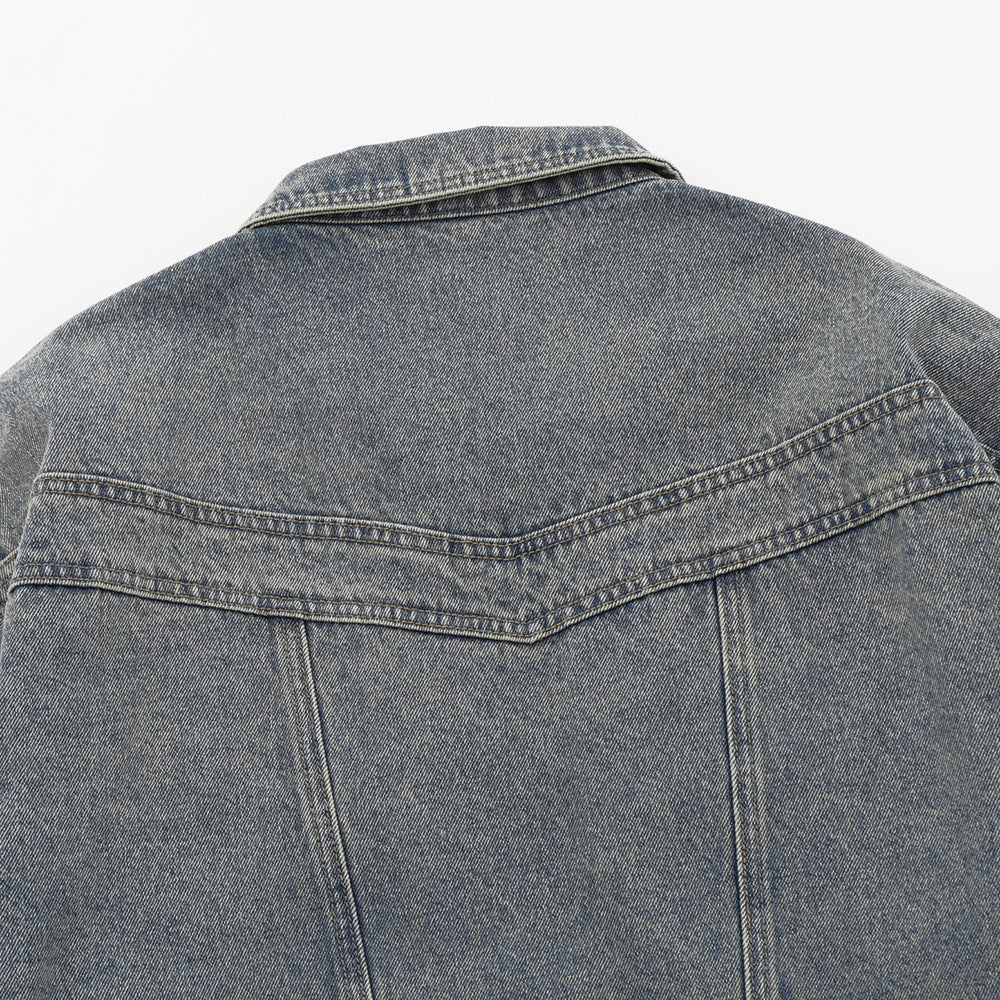 Retro Workwear Pocket Zipper Denim Clothes Jacket Spring And Autumn