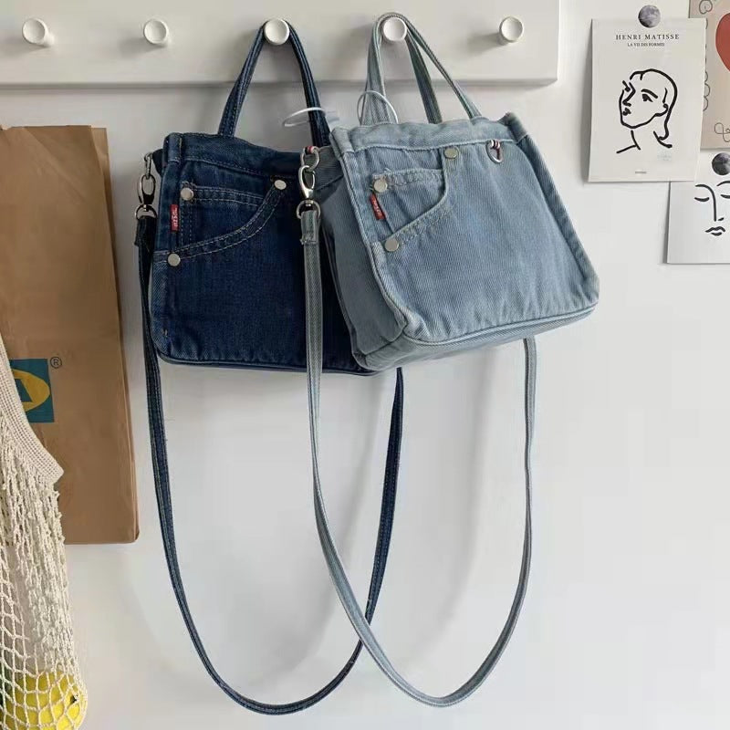 Sofistikeret Mini Denim Taske Alsidig Transportabel