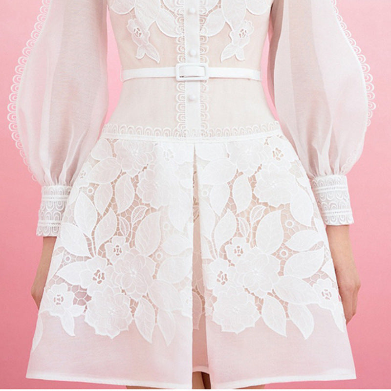 Embroidered Floral Jumpsuit Short A-line Skirt