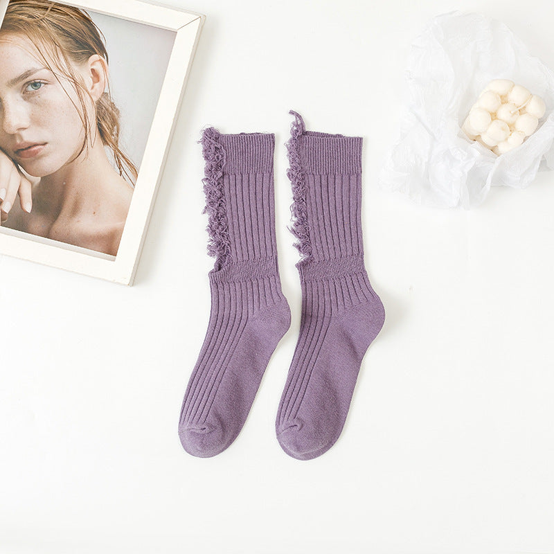 Black And White Grey Three Color Design Cut Ins Socks