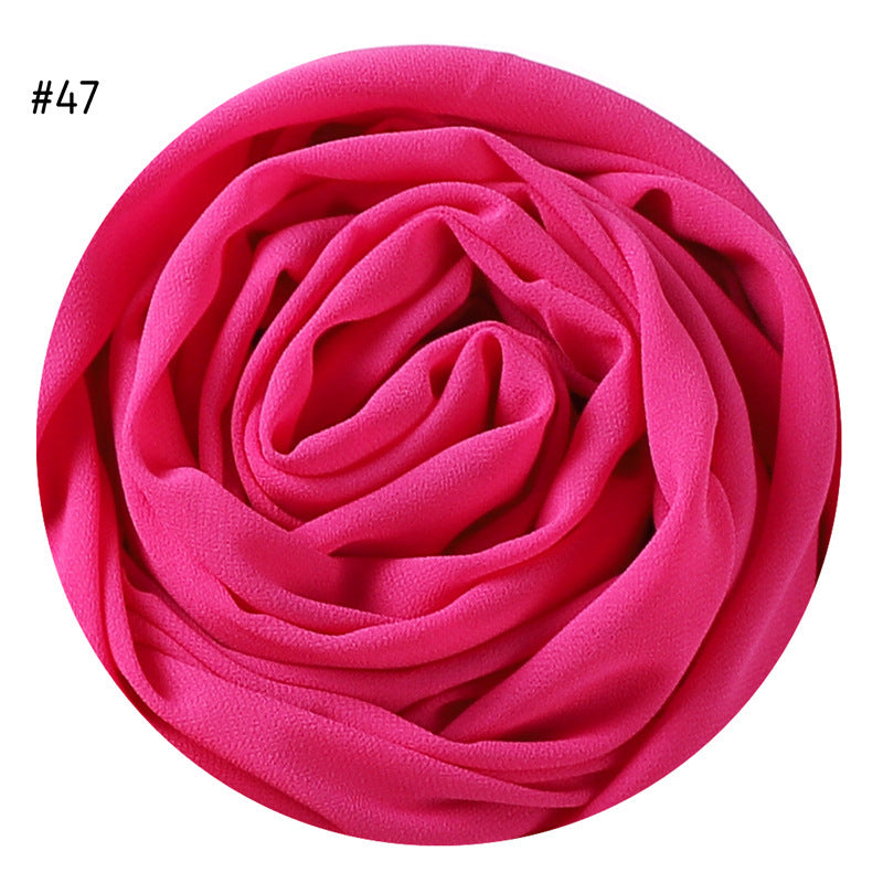 Women's Simple And Versatile Solid Color Pearl Chiffon Scarf