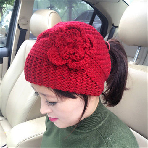 Women's Beanie Windproof Belt Fashion Warm Flower Headgear