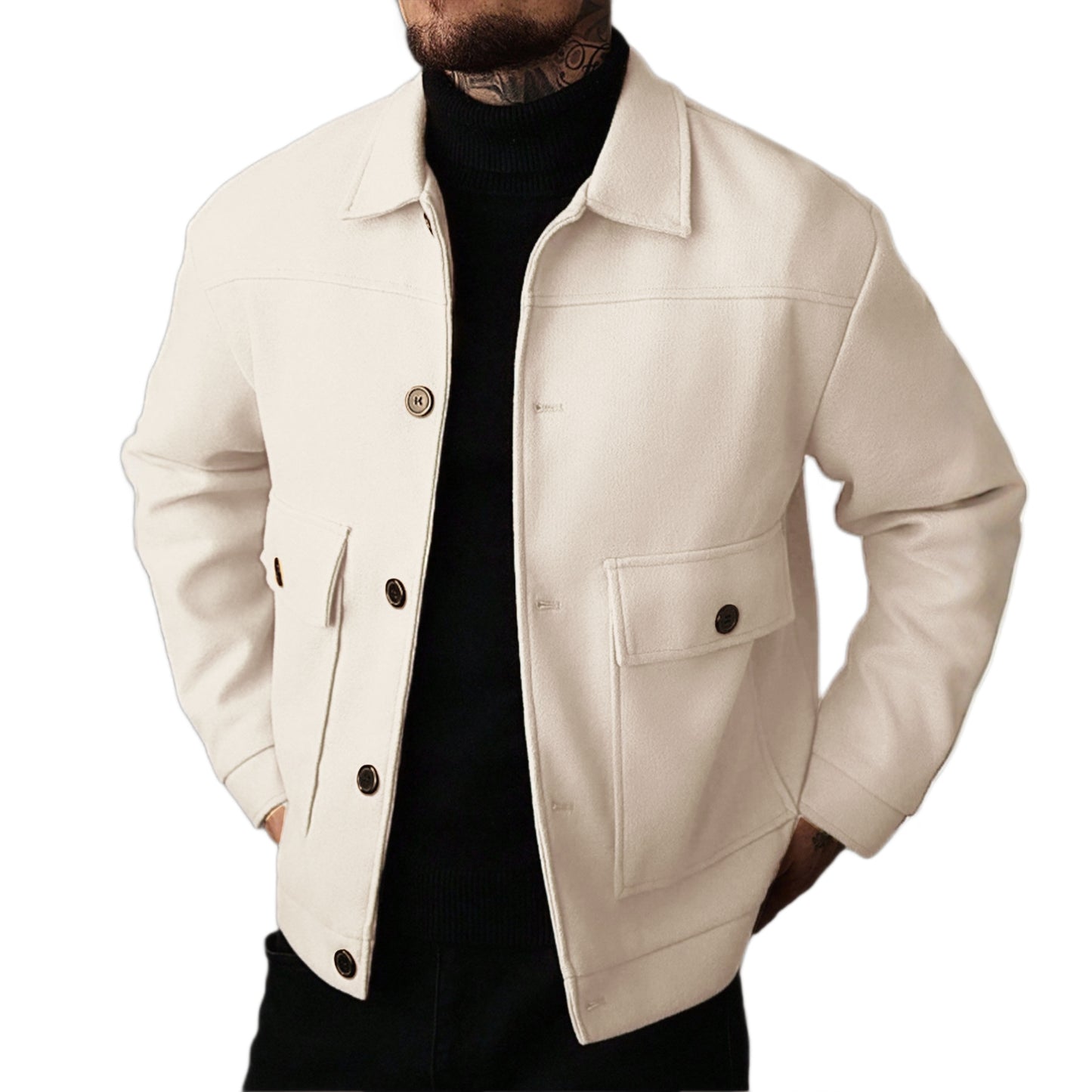 Men's Lapel Jacket Workwear Style Short Top
