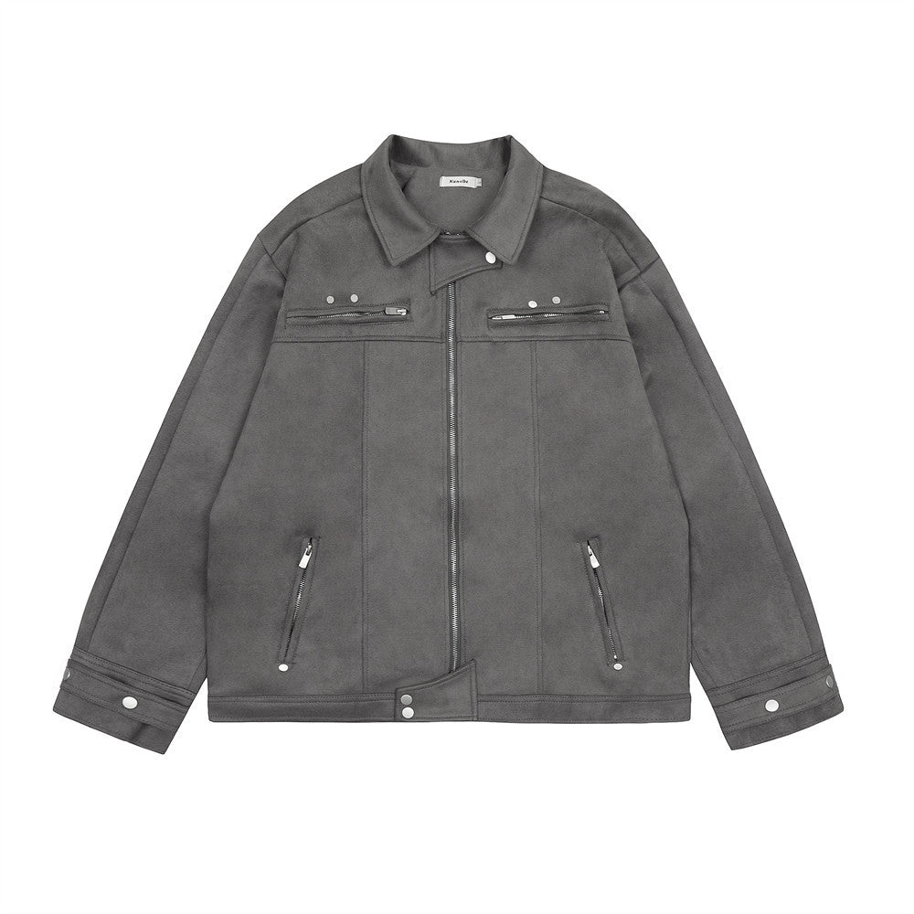 Men's Loose Casual Multi-pocket Zipper Cardigan Lapel Flight Jacket Beauty