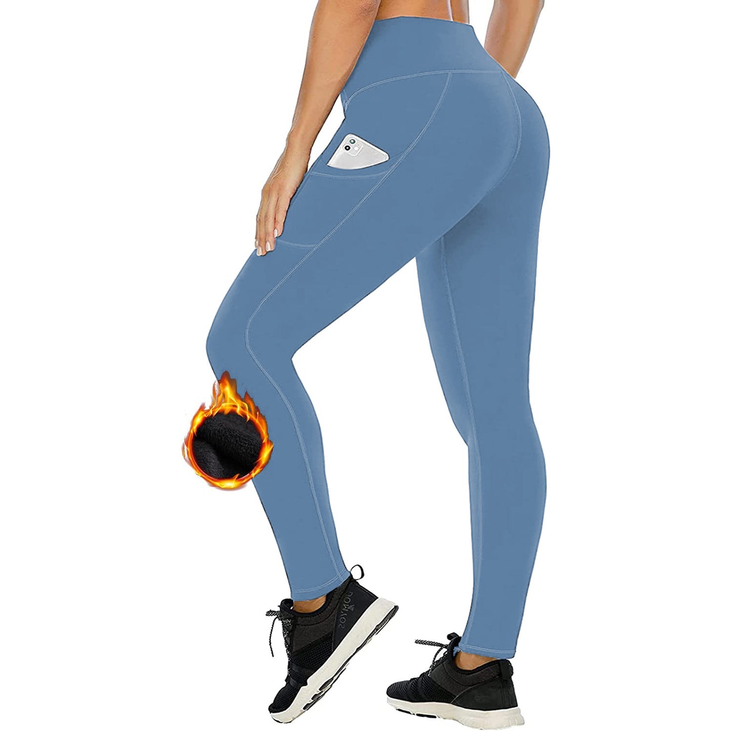 Korte Højtaljede Fløjls-Leggings med Pude, Tykke Sports-Leggings med Hofteløft til Kvinder