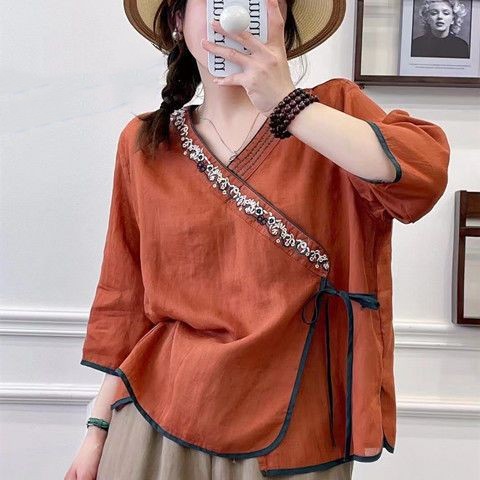 Summer Loose Fitting Tea Suit Top