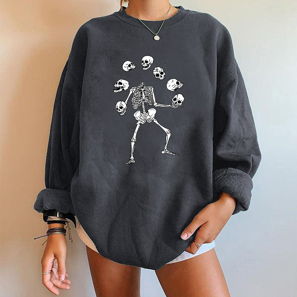 Løs casual Halloween-top med kreativt print til kvinder