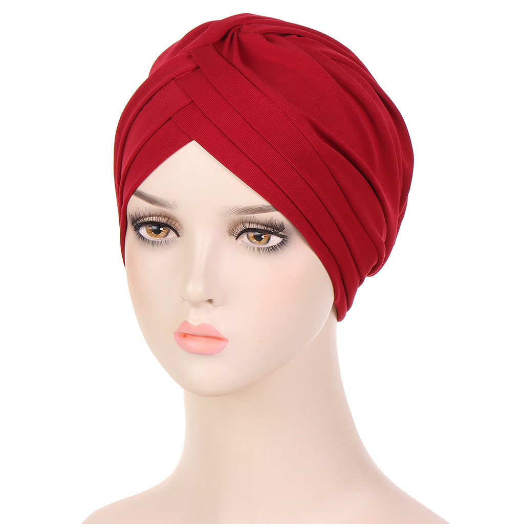 New Multi-color Crystal Hemp Three-layer Turban Hat