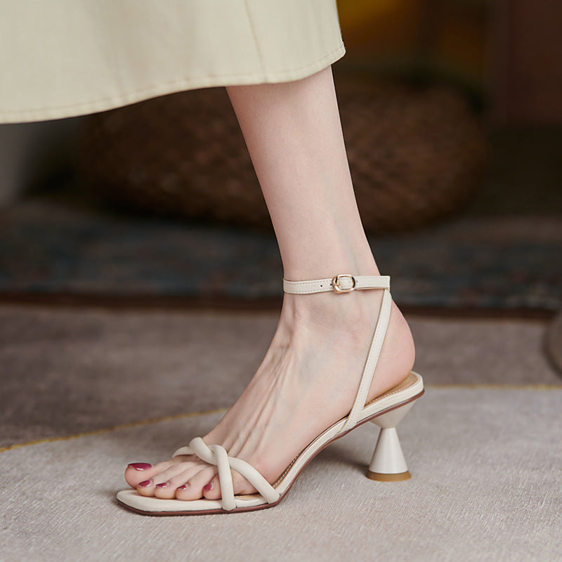 Women's Thick Heel Simple Word Strap Sandals