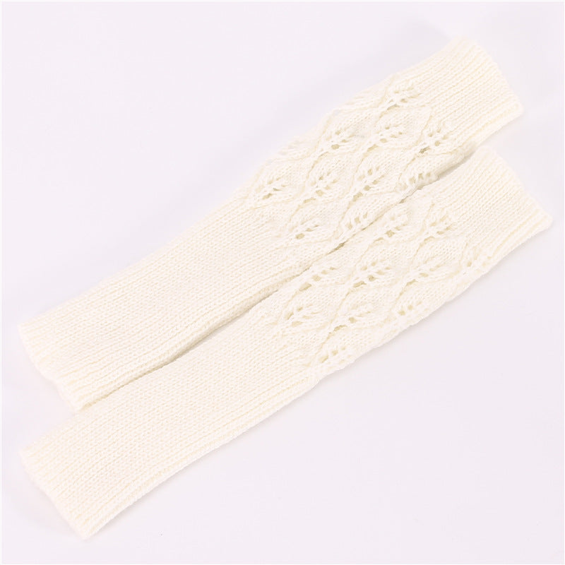 Men's Women's Knitted Jacquard Leaf Cycling Warm Gloves