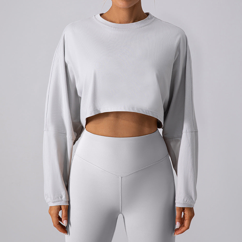Rundhalset Sweater T-shirt Kort Sports Yoga Løbe Langærmet Top