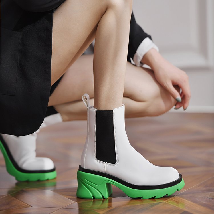 Casual Net Red Thick Heel Sleeve Short Boots High Heel Ins Martin Boots