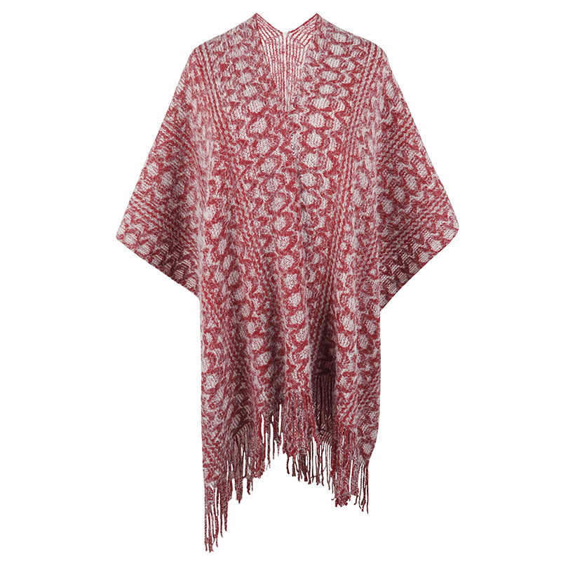 Hæklet Polyester Garn Hule Strikket Kvast Kappe Og Sjal Sweater Dame Cardigan