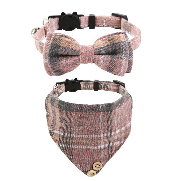 British Cat Collar With Bell Plaid Bow