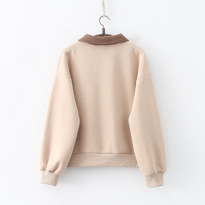Winter Cartoon Wool Embroidery Puppy Thickened Pullover Long Sleeve Sweater