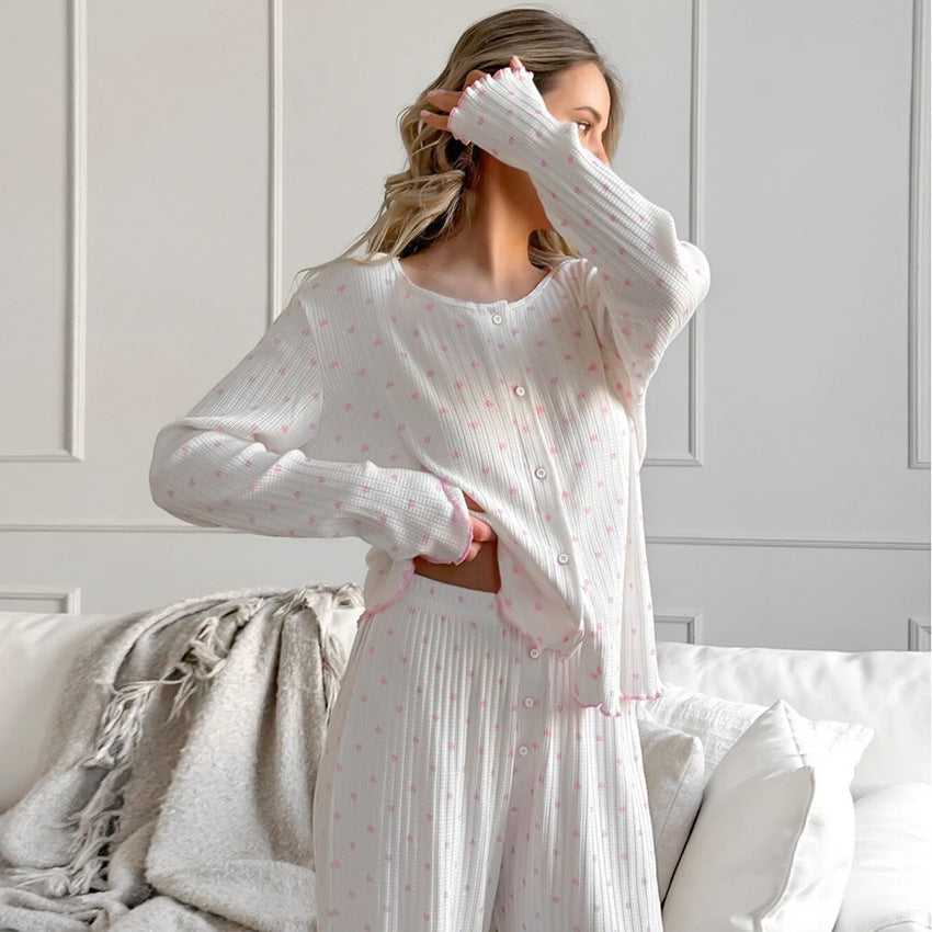 Cotton-polyester Comfortable And Soft Long-sleeve Pajama Pants
