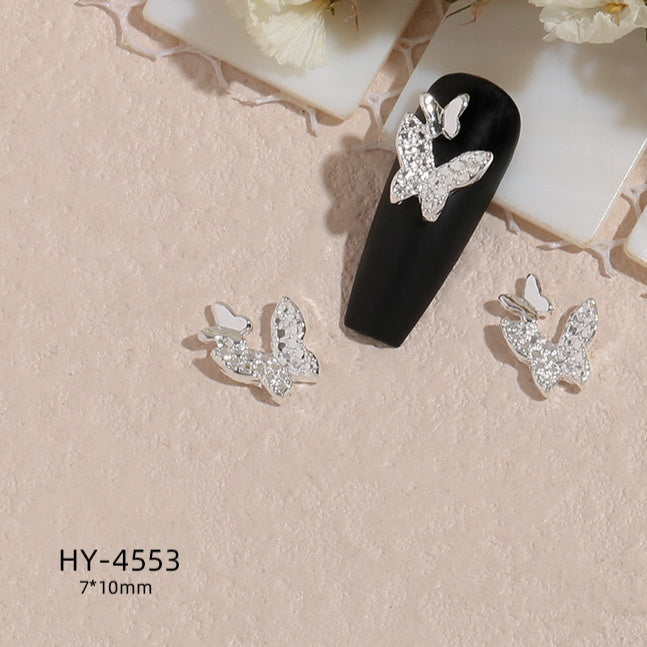 New Nail Beauty Butterfly Silver Metal Alloy Rhinestone DIY Ornament Accessories