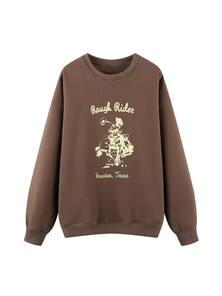 Sweatshirt Knight Print Long Sleeve Loose Pullover