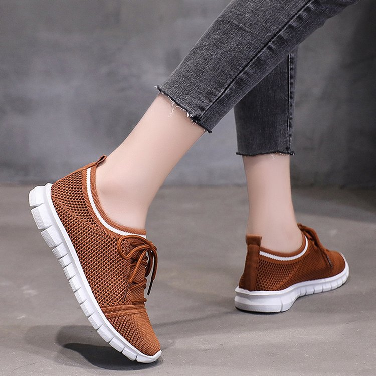 Pure Color Breathable Mesh Women's Single Shoes