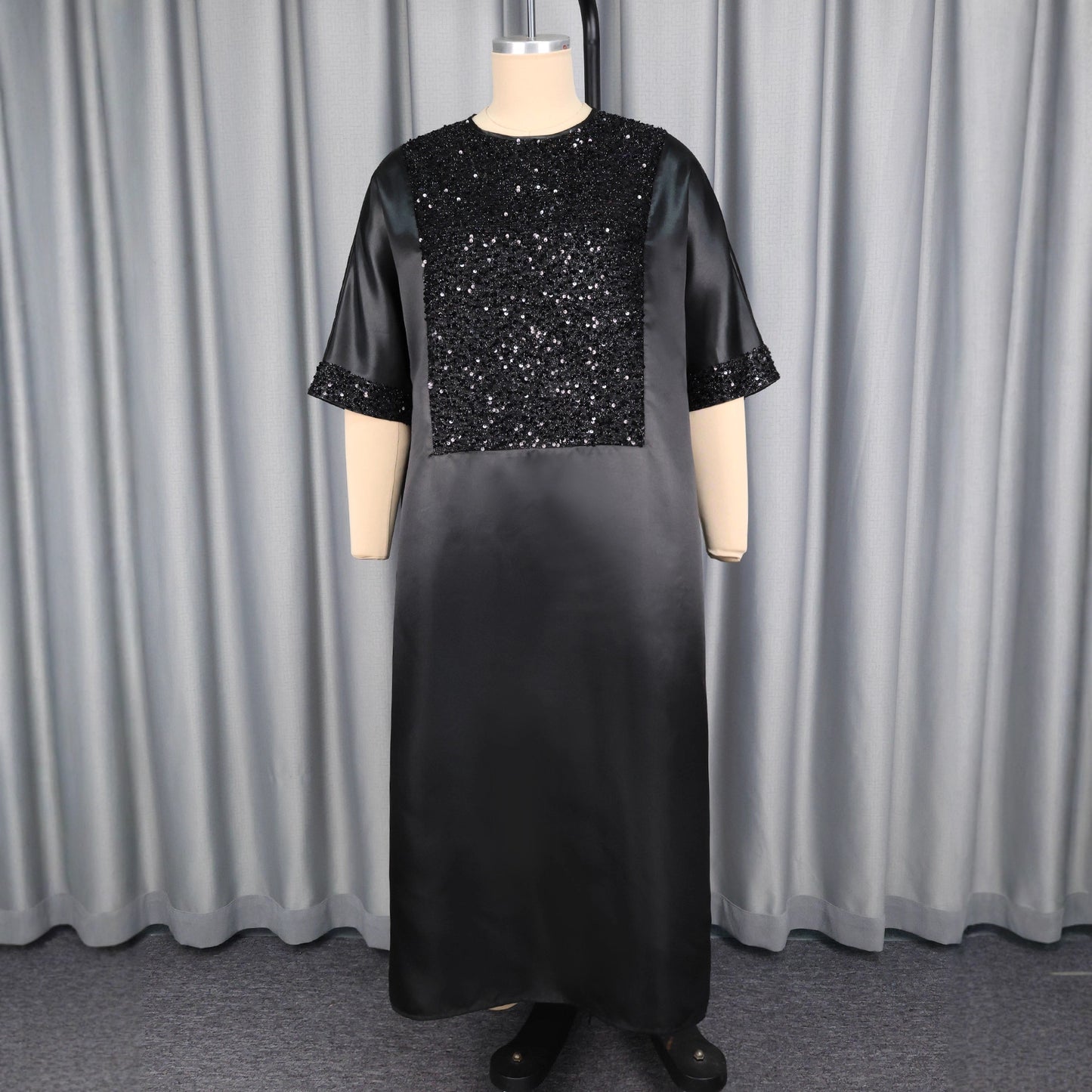 Women's Round-neck Sequin Fabric One-piece Dress