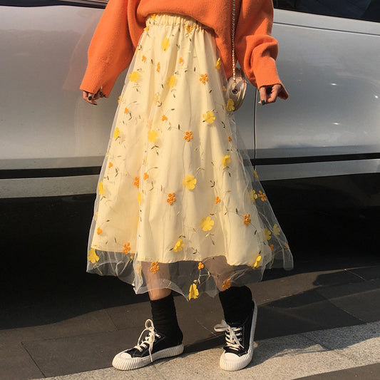 Spring And Autumn Dress Mesh Fairy Dress Design Niche Temperament Skirt