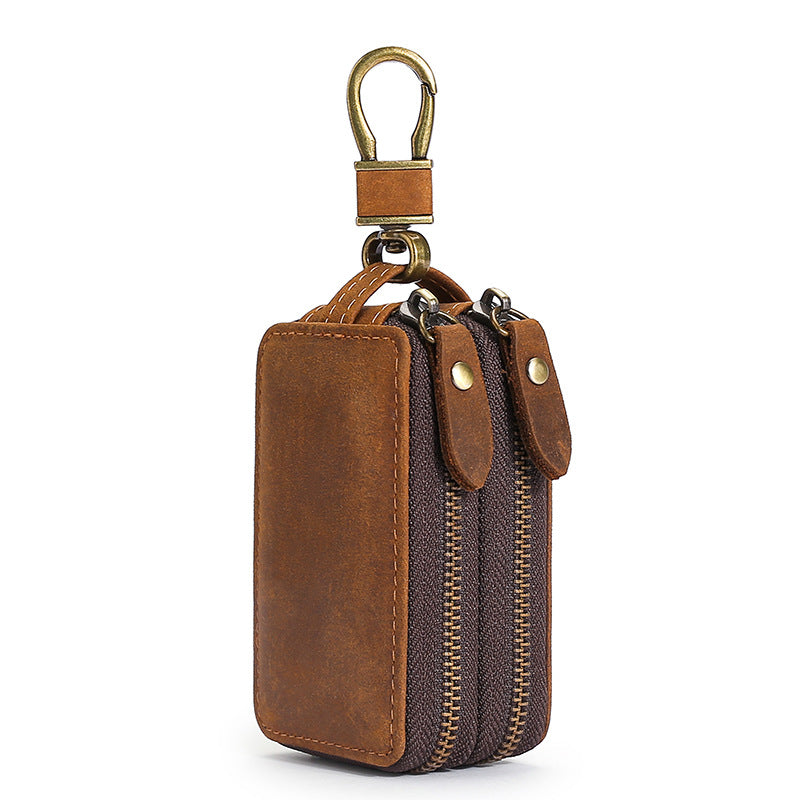 Crazy Horse Zippered Car Key Holder