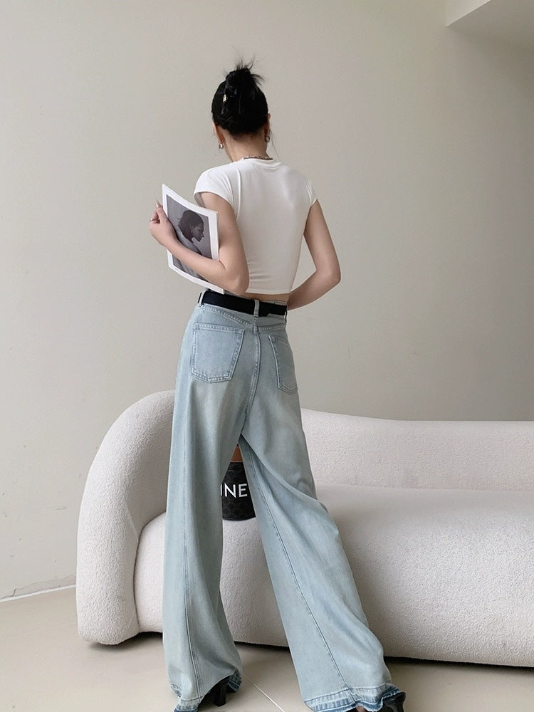 Loose Slimming And Straight Wide Leg Mop Pants