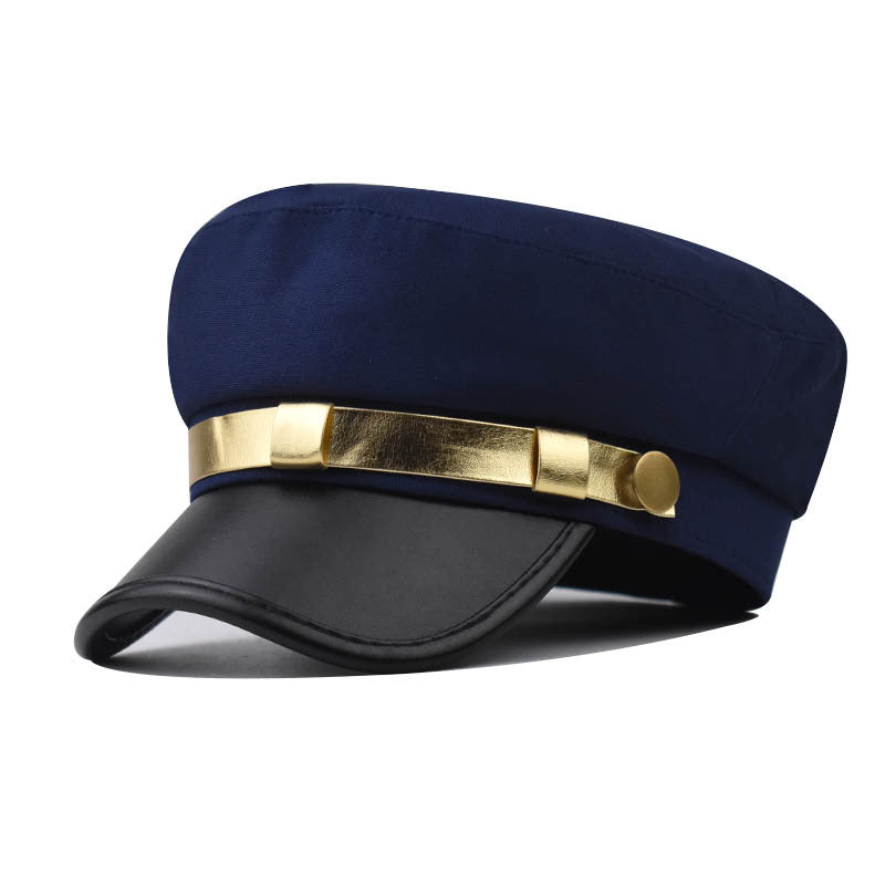 PU Leather Phnom Penh Flat-top Cap
