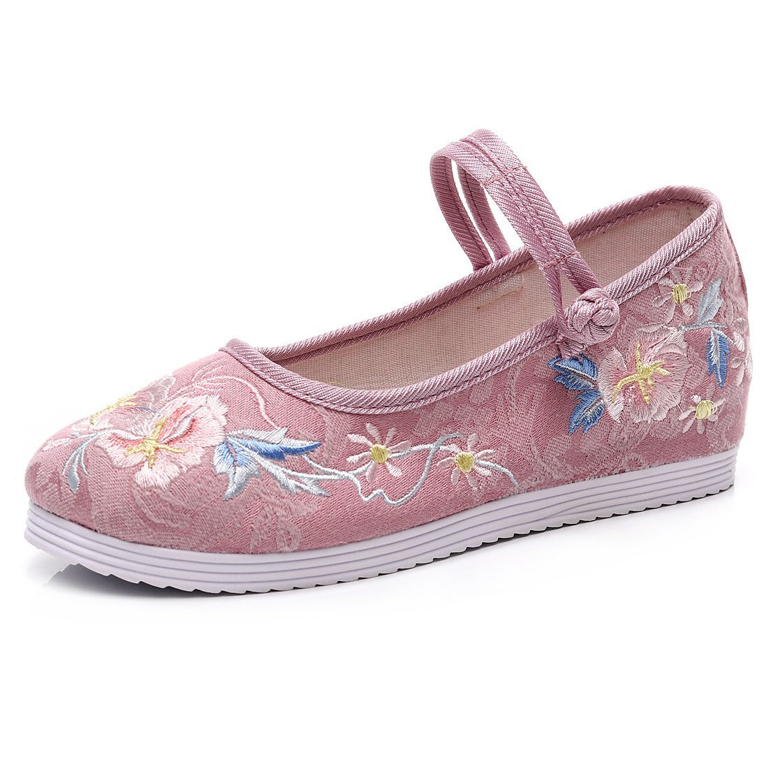 Chinese Style Round Head Embroidered Female Flat Cloth Shoes