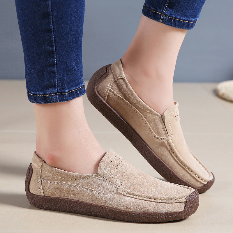 Mode loafers med rund tå afslappede alsidige ensfarvede flade sko slip-on hyggelige sko