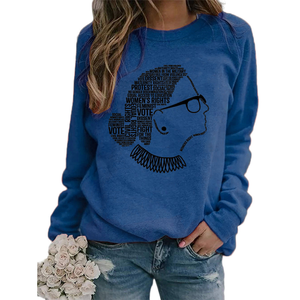 Justice Monogram Print Crew Neck Long Sleeve Sweatshirt