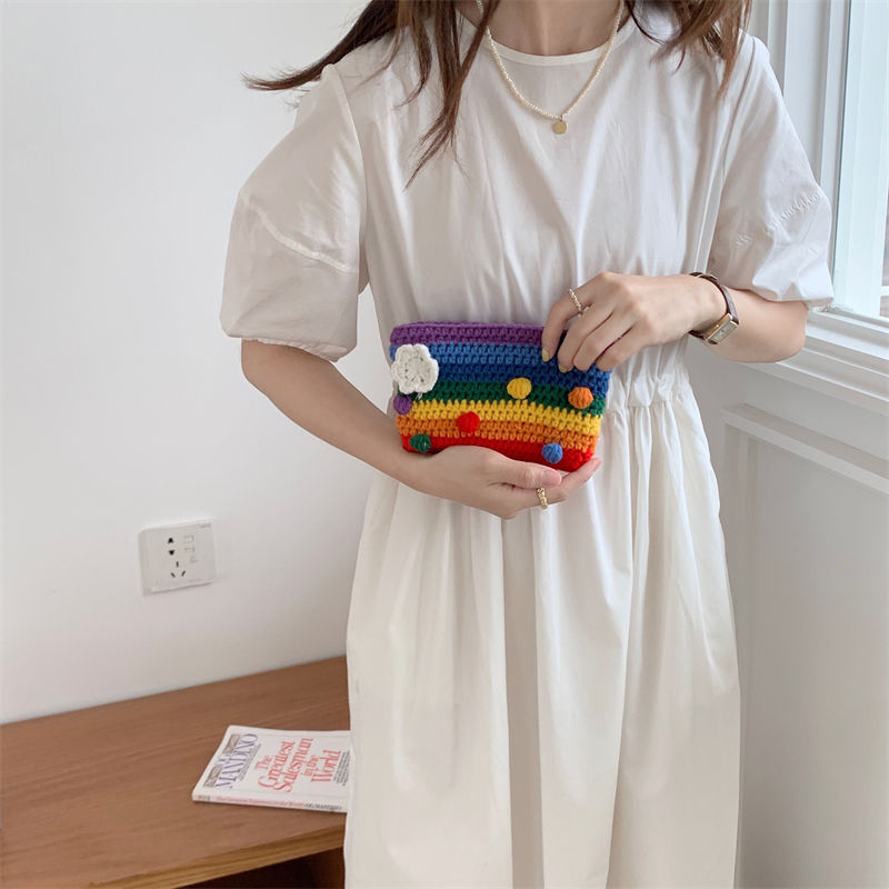 Super Cute Rainbow Knitted Coin Purse