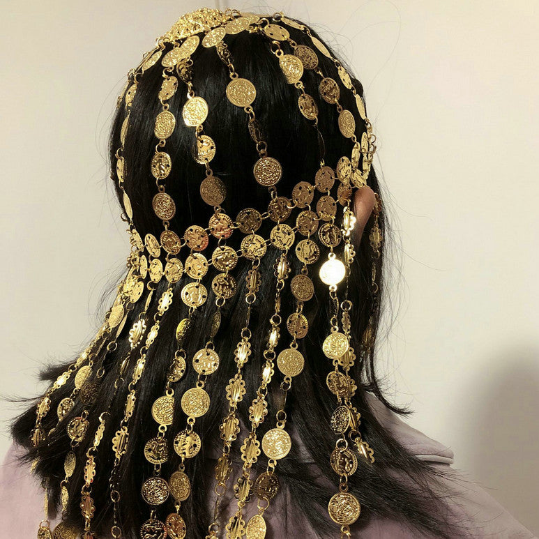 Long Section Belly Dance Metal Headdress Stage Hat