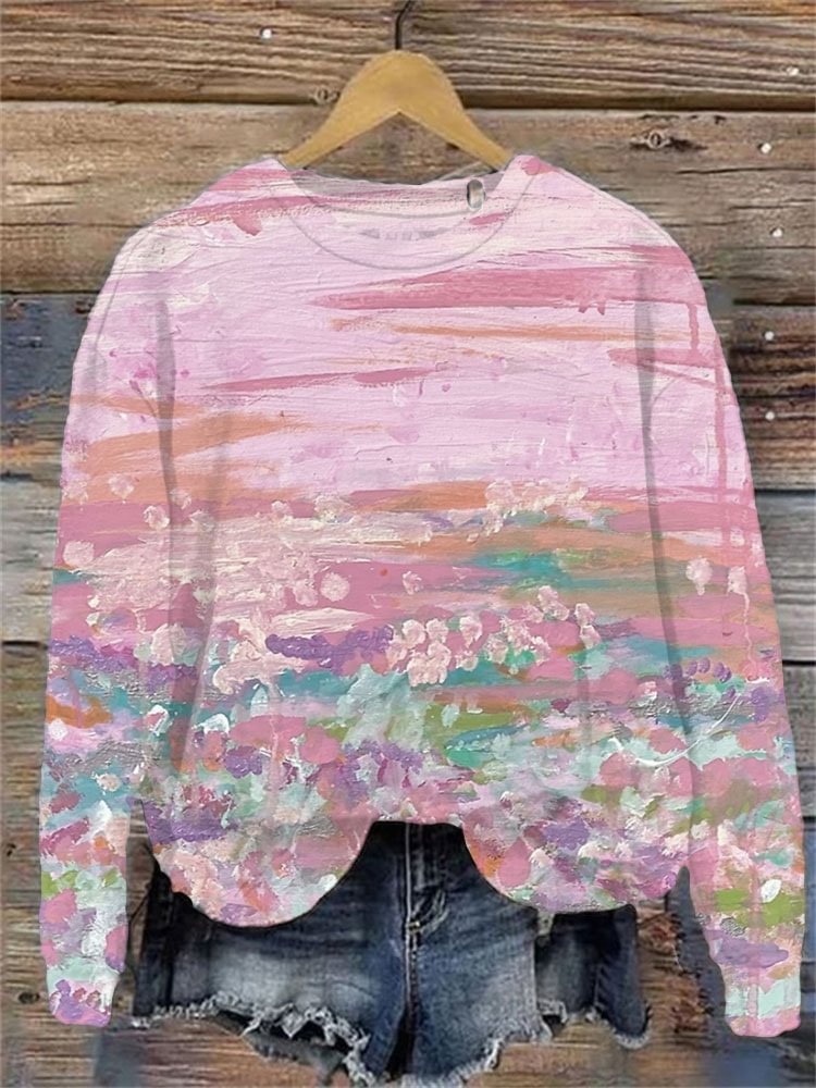 Women's Printed Crew Neck Sweatshirt