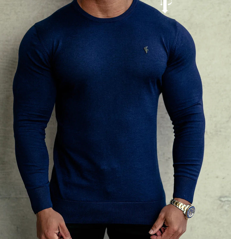 Knitted Men's Solid Wool Bottoming Shirt