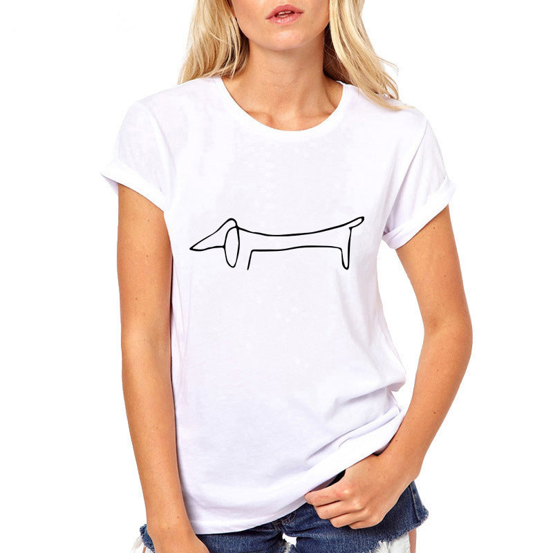Women's Dachshund Print Short Sleeve T-Shirt