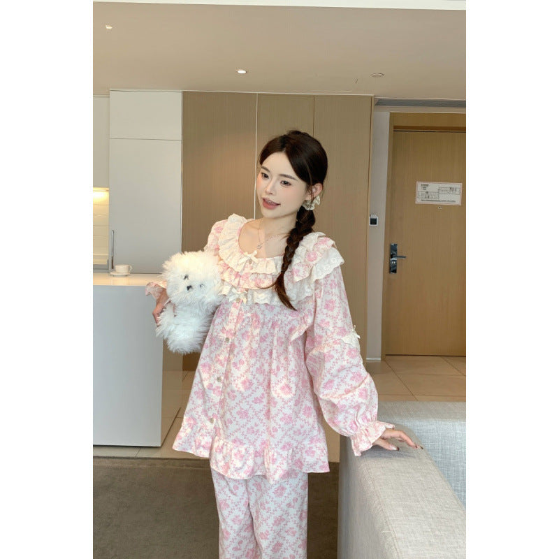 Romantic Floral Loungewear Set For All Four Seasonsloose-fitting And Super Comfortable