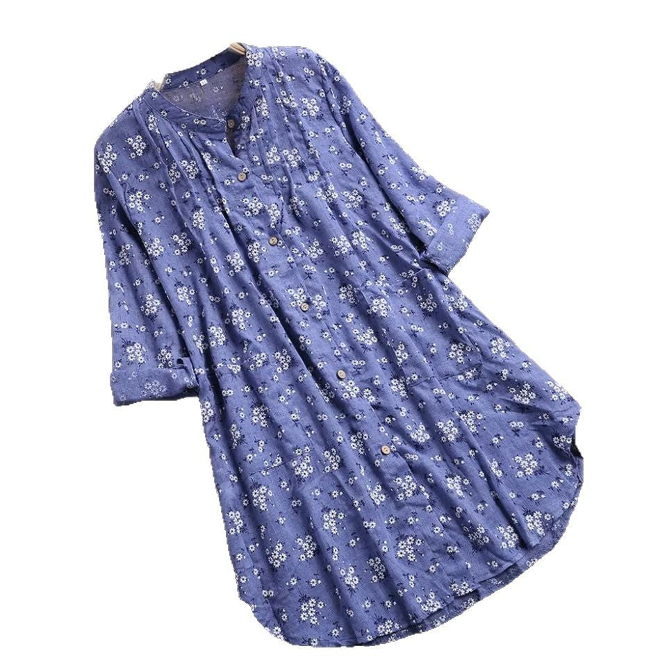 Stand Collar Loose Casual Women's Shirt