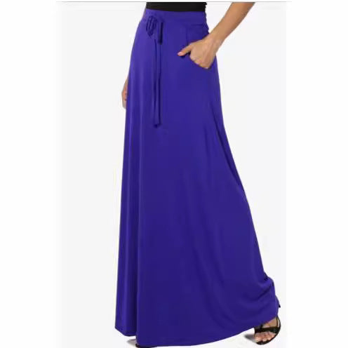 Versatile Solid-Color Drawstring Skirt For Women