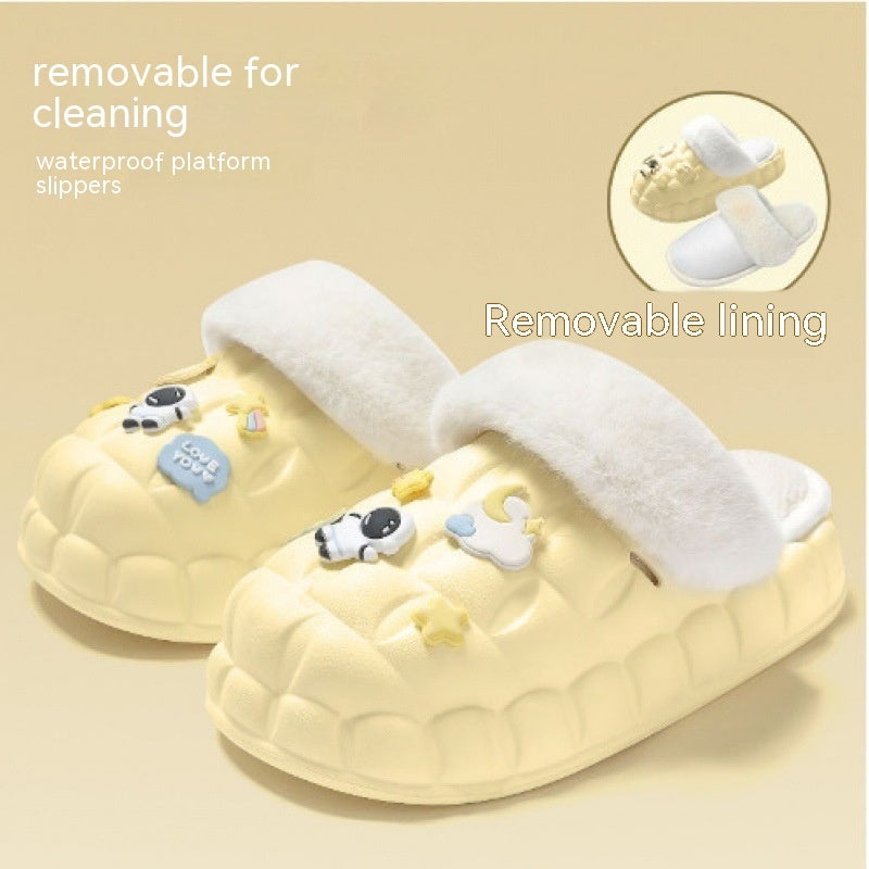 Cotton Slippers Detachable Female Home Cartoon