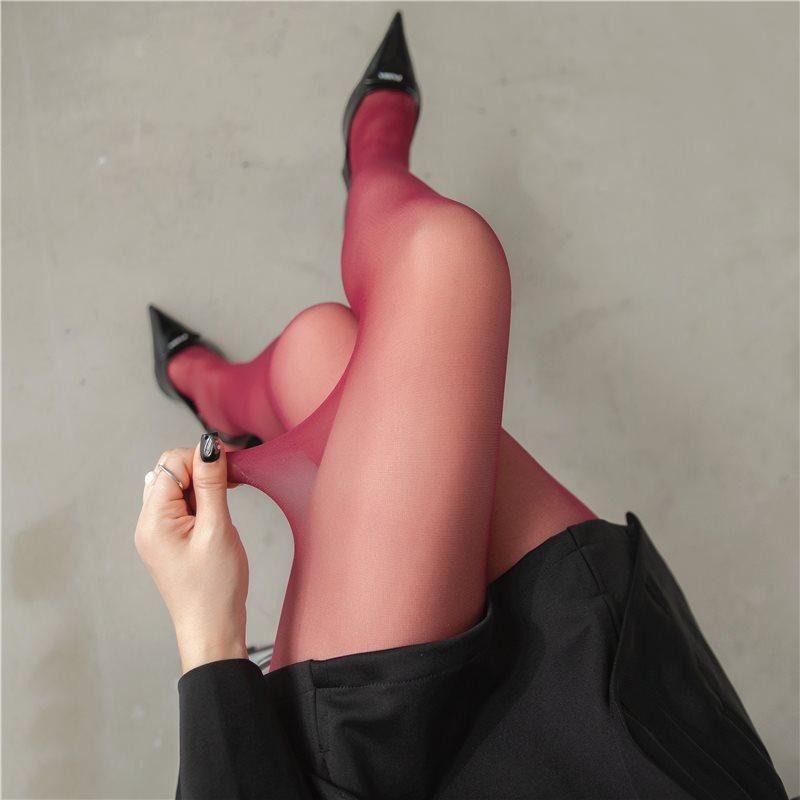 Women's Pure Pure Color Cored Silk Ultra-thin Transparent Stockings