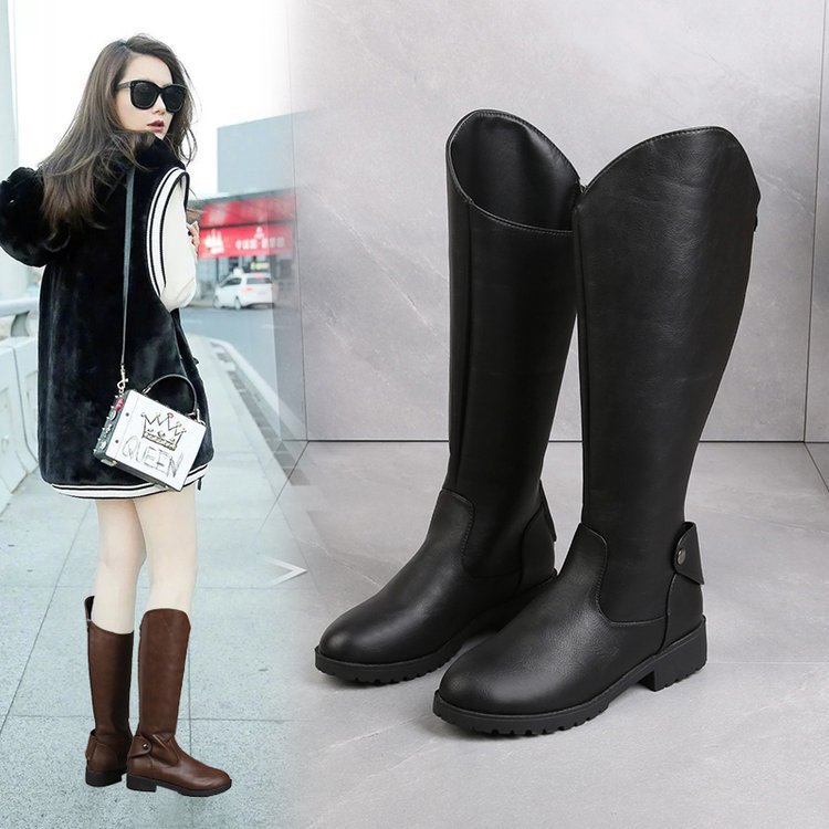 But Knee High Thick Heel Fashion Simple Side Zipper Knight Boots Women