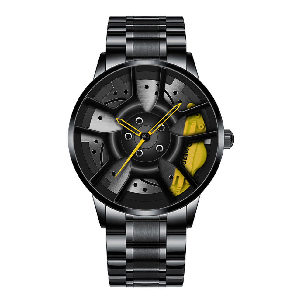 Men's Vacuum Plating Wheel Style Quartz Watch