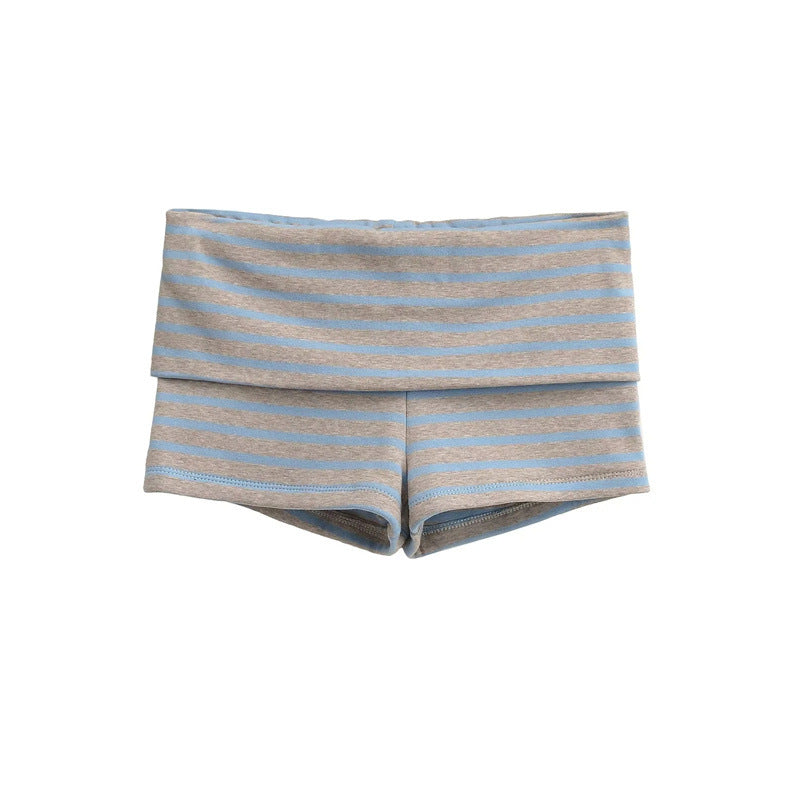 Summer Striped Contrasting Color Shorts Women