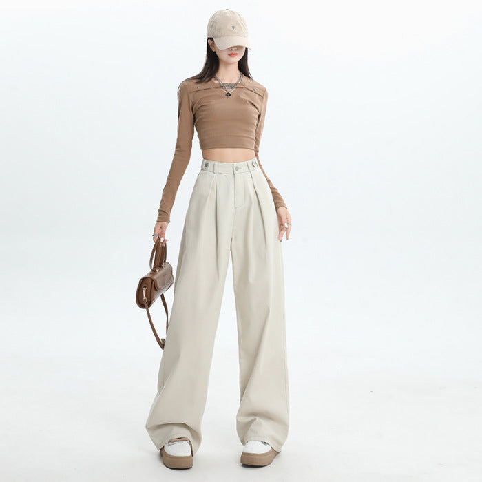 Loose High Waist Slimming Drape Casual Mopping Pants