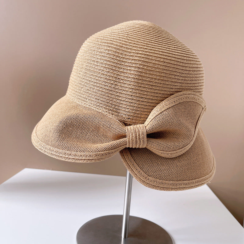 Paper Cloth Splicing Rear Opening Bow Fisherman Hat