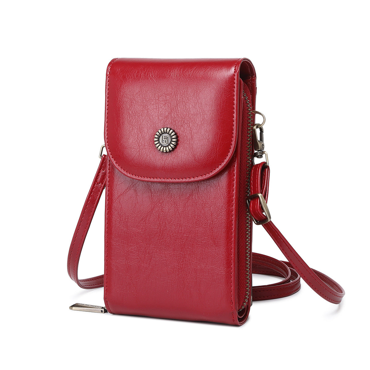 Anti-magnetic Phone Bag Retro Wax Leather Phone Case